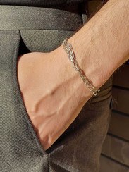 تصویر دستبند نقره مردانه زنجیرگلستانه 