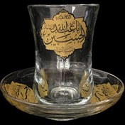 تصویر ست استکان نعلبکی کمر باریک مذهبی 