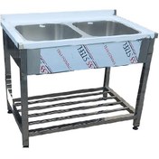 تصویر سینک / وان شتشو استیل 120 سانت دولگنه آشپزخانه صنعتی 