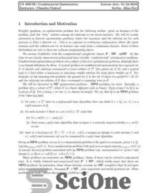 تصویر دانلود کتاب Combinatorial Optimization Lecture Notes (UIUC CS598CSC) - یادداشت های سخنرانی بهینه سازی ترکیبی (UIUC CS598CSC) 