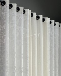 تصویر پرده پانچ آماده ژاکارد پتینه رنگ شیری 