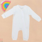 تصویر لباس سرهمی نوزاد و بچه گانه اسپرت نخی سفید خالدار مارک اچ اند ام H&m baby jumpsuits 