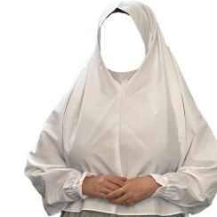 تصویر مقنعه آستین دار بزرگ تترون رنگ سفید کد 3101 