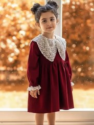 تصویر پیراهن بچگانه یلدایی مخمل کبریتی دونه اناری 