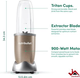 تصویر مخلوط کن و آسیاب نوتریبولت مدل NUTRIBULLET NBR1212M NutriBullet Multi-Function High Speed Blender, Mixer System With Nutrient Extractor, Smoothie Maker, Grey, NBR-1212M