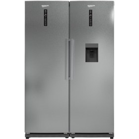 تصویر یخچال فریزر دوقلو نیکسان با یخساز اتوماتیک NR6020DN-NF6020DN ICE استیل Nixan twin refrigerator freezer with automatic ice maker NR6020DN-NF6020DN ICE