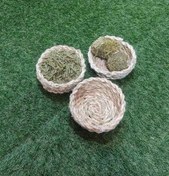 تصویر ظرف غذا گرد حصیری ظرف غذا خرگوش خوکچه جونده قطر حدودا ۱۰ سانت ،کاملا بی خطر