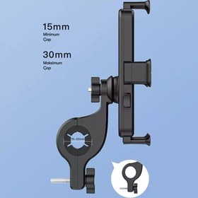 تصویر پایه نگهدارنده گوشی موبایل برای دوچرخه و موتورسیکلت رسی مدل RHO-C30 با گارانتی 18 ماهه 