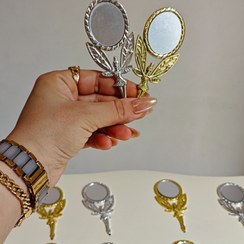 تصویر آینه آرایشی آنجل نقره ای و طلایی 
