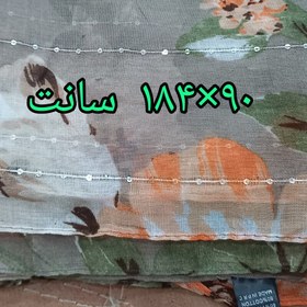 تصویر شال نخی گلدار دارای پولکدوزی با قواره بزرگ 