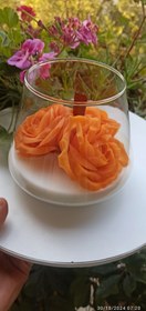 تصویر شمع گل دستساز رز نارنجی Handmade rose candle