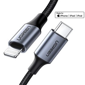 تصویر کابل 1 متری تبدیل USB-C به لایتنینگ یوگرین مدل US304 Ugreen US304 USB-C to Lightening 1m Charging Data Cable