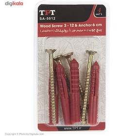 تصویر مجموعه 4 عددی پیچ چوب و رولپلاک تی پی تی مدل SA-5012 TPT SA-5012 Wood Screw And Rawlplug Pack Of 4 PCS