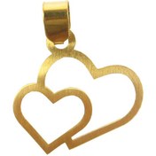 تصویر آویز گردنبند طلا ۱۸ عیار زنانه طرح دو قلب 