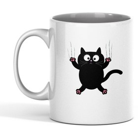 تصویر ماگ سرامیکی طرح گربه کد 16 - ساده Cat mug code 16