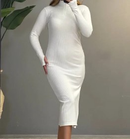 تصویر سارافون یقه ایستاده نیم زیپ استین فینگردار 