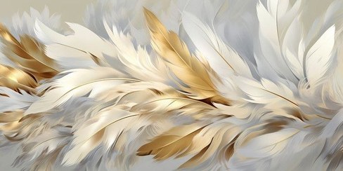 تصویر پوستر دیواری طرح پرهای طلایی | دکور لاکچری و مدرن برای پذیرایی و اتاق خواب –WALLU.IR 