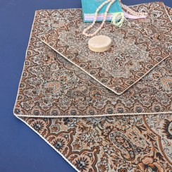 تصویر سجاده جانماز ترمه قهوه ای مدل شاه پسند 