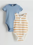 تصویر بادی نوزادی پسرانه ال سی وایکیکی بدون آستین راه راه | LC Waikiki S5KJ57Z1 