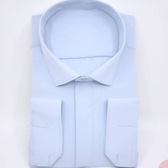 تصویر پیراهن مردانه آبی روشن سایز ۲XL تا ۳XL جنس کرپ دوشین 