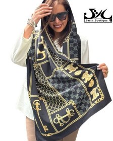 تصویر شال ساتن کجراه طرحدار 
