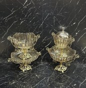 تصویر ست پذیرایی ۴ تکه برلین مدل دو دسته رنگ دودی 