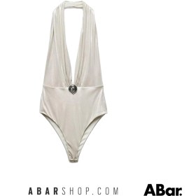 تصویر بادی زنانه زارا اورجینال مدل ZARA SEASHELL FOIL HALTER BODYSUIT 