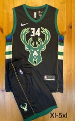 تصویر لباس بسکتبالی میلواکی باکس کیفیت A+ تایلندی شماره 34 Milwaukee Bucks quality Thai number 34 basketball jersey