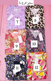 تصویر ساحلی بلند اچ اند ام آستین کوتاه جلو دکمه دار - طرح 