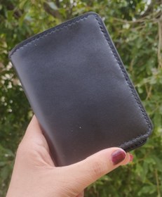 تصویر کیفپول جیبی مردانه چرم طبیعی کاملا دستدوزچرم سحر کد 108 Men's pocket wallet, natural leather, Sahar leather, code108