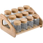 تصویر جا ادویه ای درب چوبی 12 تایی مدل گاستو 