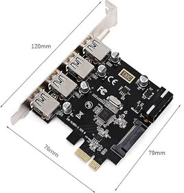 تصویر کارت 4 پورت USB 3.0 USB 3.0 PCI Express CARD