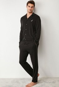 تصویر ست لباس راحتی مردانه سیاه برند nautica M418 ا Premium Gömlek Pijama Takım Premium Gömlek Pijama Takım