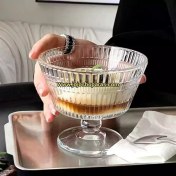 تصویر دسرخوری پایه‌دار Deli Glass ست ۶ عددی – شیشه‌ای شفاف و مناسب پذیرایی Deli Glass Footed Dessert Bowl Set of 6 – Elegant and Transparent Glassware