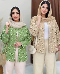 تصویر مانتو زنانه گلدار جنس لینن سایز فری تا ۴۸ 