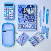 تصویر پک لوازم تحریر مینیمال ،ست پینترستی رنگ آبی 