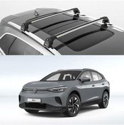تصویر جعبه بار سقفی خاکستری سازگار VOLKSWAGEN ID.4 کیت نقره CROZZ AIR 2 مجموعه میانی ای CROSS BAR Turtle Can Carry 