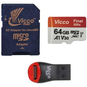 تصویر کارت حافظه microSDXC ویکو من مدل Final 600X کلاس 10 استاندارد UHS-I U3 سرعت 90MBps ظرفیت 64گیگابایت همراه با کارت خوان 