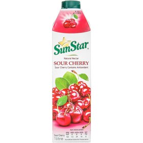 تصویر نکتار طبیعی آلبالو سان استار حجم 1 لیتر Sunstar Sour Cherry Juice 1Lit