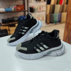 تصویر کفش اسپورت دخترانه مدل آدیداس adidas دو رنگ سفید مشکی و مشکی طوسی 