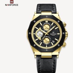 تصویر ساعت مچی عقربه‌ای مردانه نیوی فورس Naviforce مدل NF8028 طلایی مشکی اورجینال Naviforce NF8028 Gold Black Original