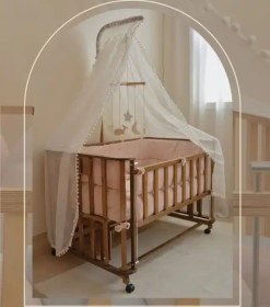 تصویر گهواره چوبی سیسمونی نوزاد مدل لاوین 