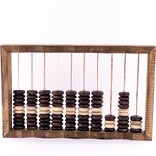 تصویر چرتکه چوبی سنتی دستساز با مهره‌های خراطی شده 