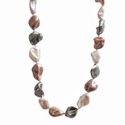 تصویر گردنبند زنانه مروارید باروک دفرمه دودی 