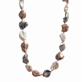 تصویر گردنبند زنانه مروارید باروک دفرمه دودی 