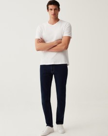 تصویر شلوار جین کتان نازک با بافت متقاطع برند ovs Slim-fit cross-hatch cotton jeans