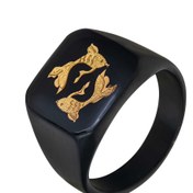 تصویر انگشتر مردانه ورق طلا طرح ماه اسفند 