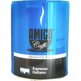 تصویر دانه قهوه امیکو کوالیتا بلو (آبی) سیلندر 3 کیلویی Amico Caffe Qualita Blu Espresso Italiano 