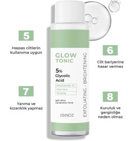 تصویر تونر لایه بردار پاک کننده و سفت کننده منافذ سینوز مدل Sinoz Glow Tonic 5% Glycolic Acid Sinoz Glow Tonic 5% Glycolic Acid 200ml