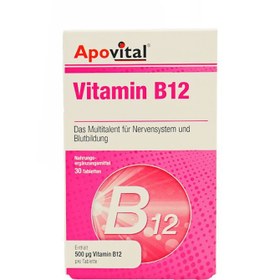 تصویر قرص ویتامین ب12 500 میکروگرم 30 عددی آپوویتال Vitamin B12 500 µg 30 Apovital